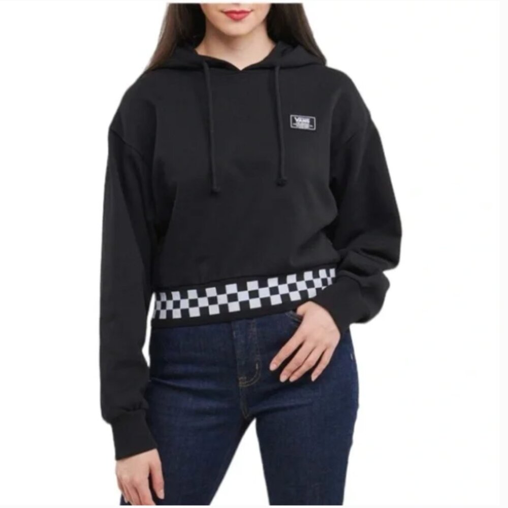 Vans "Boom Boom" Black Long Sleeve Crop Skateboard Hoodie Size S